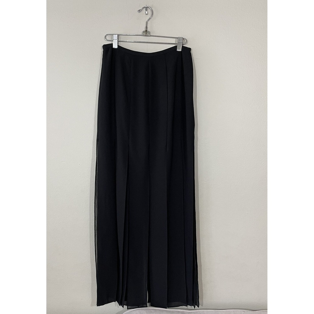 Sandra Darren Black Fringe Long Skirt Size 6 Maxi Slits Whimsigoth Boho Modern